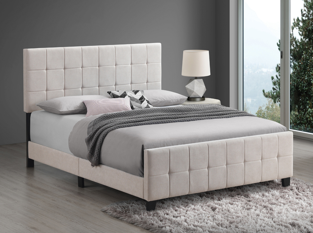 TROMSOBanco pie de cama tapizado marrón grisáceo 153 x 46 x 46 cm — Qechic